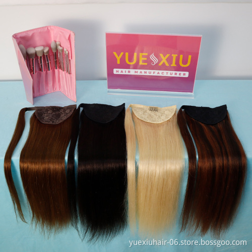 Natural African Girl Kinky Straight Human Hair Drawstring Ponytail Clip In Hair Extensions Natural Color Puff Ponytail Products